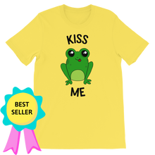 Load image into Gallery viewer, Flatlay view of the Kiss a Frog Tee, with a badge noting that it&#39;s a best selling item