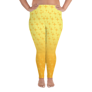 Yellow Ghost Sparkle Women's Plus Size Leggings - Rhonda World