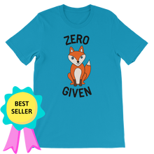 Load image into Gallery viewer, Flatlay view of the Zero Fox Given Unisex Adult Tee, with a badge noting that it&#39;s a bet selling item