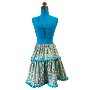 Floral Skirt with Pom Pom Trim (Adult S)