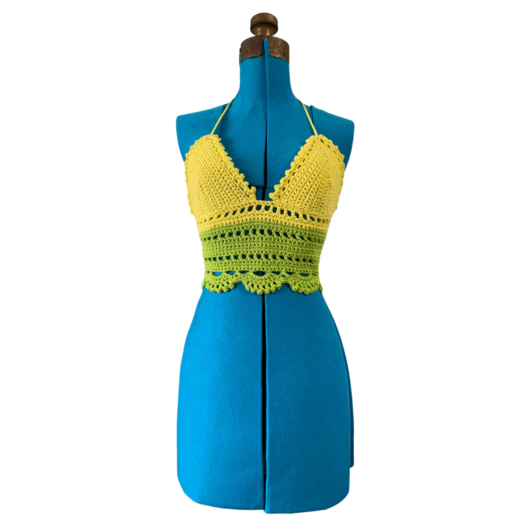 Lemon Lime Crocheted Festival Top (Adult S)