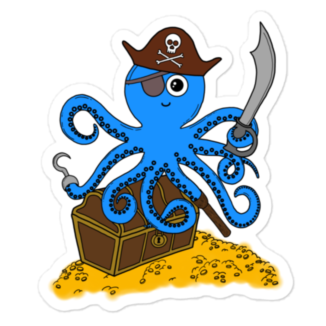 Load image into Gallery viewer, Pirate Octopus Sticker (FREE SHIPPING)