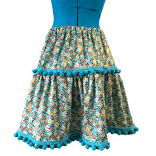 Load image into Gallery viewer, Floral Skirt with Pom Pom Trim (Adult S)
