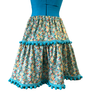 Floral Skirt with Pom Pom Trim (Adult S)