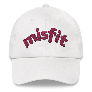 Front view of the Misfit Dad Hat in white