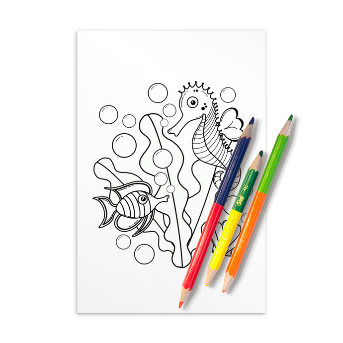 Underwater Pals Coloring Postcard - Rhonda World