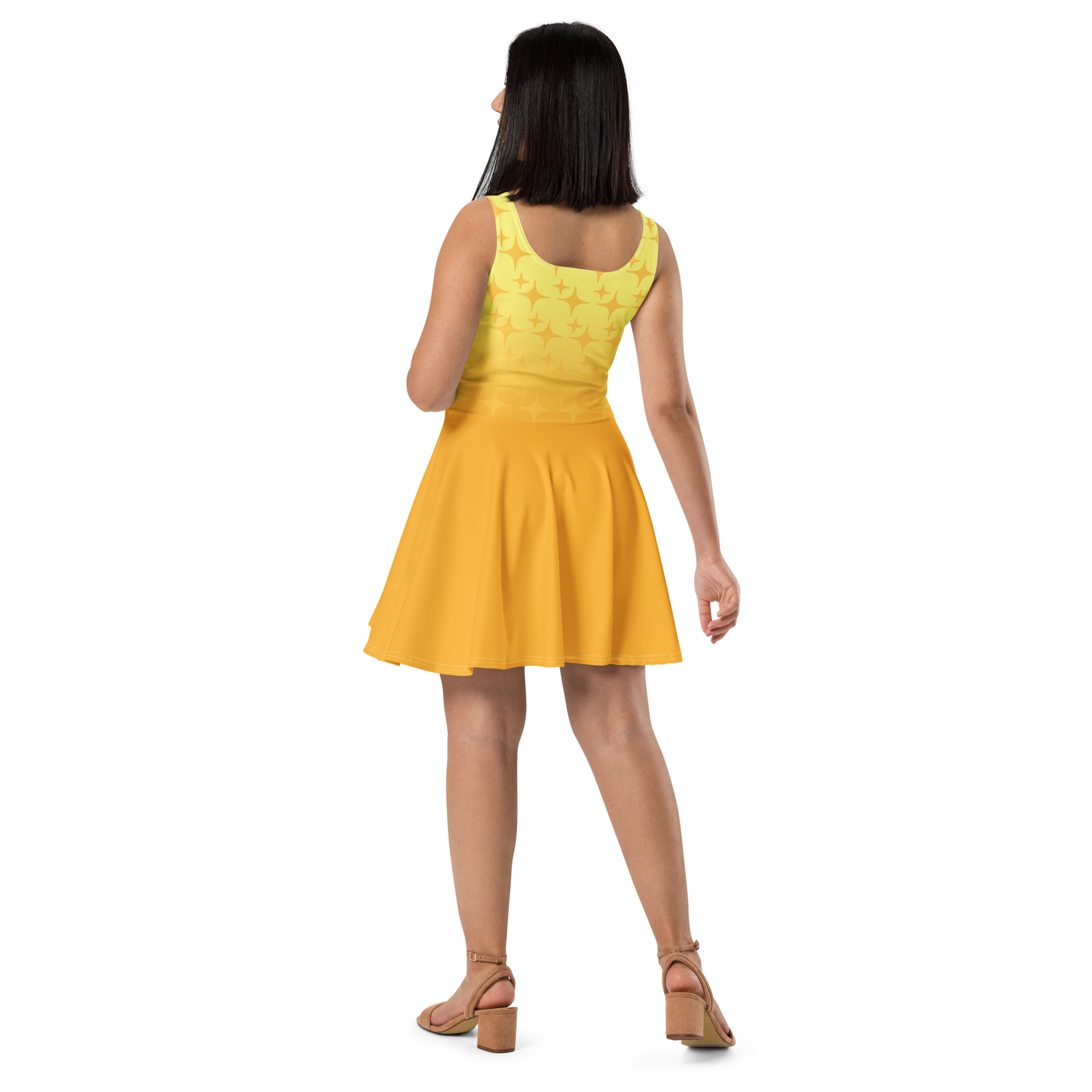 Yellow Ghost Sparkle Skater Dress (Adult XS-3XL) Rhonda World Yellow Ghost Sparkle Skater Dress (Adult XS-3XL) Rhonda World