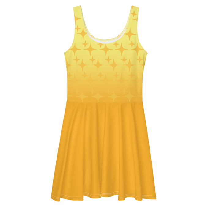 Yellow Ghost Sparkle Women's Skater Dress - Rhonda World