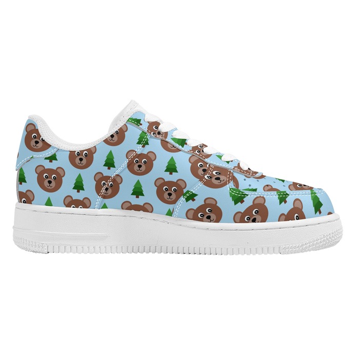 Woodsy Bear Low Top Unisex Vegan Leather Sneakers (FREE SHIPPING) - Rhonda World