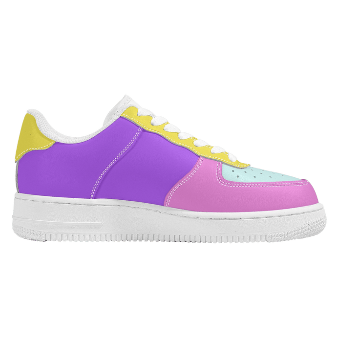 Color Block Low Top Unisex Vegan Leather Sneakers
