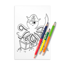 Load image into Gallery viewer, Pirate Octopus Coloring Postcard - Rhonda World