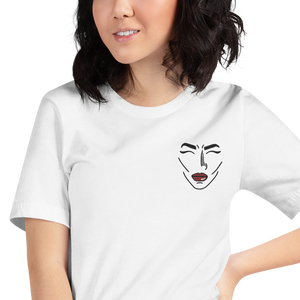 Comic Face Embroidered Unisex Adult Tee - Rhonda World