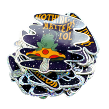 Load image into Gallery viewer, Nothing Matters Sparkly Frog Mushroom 3&quot; Sticker (FREE SHIPPING)