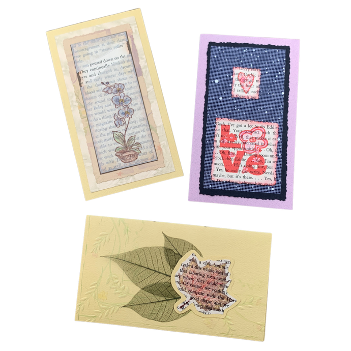 Recycled Book Page Handmade Cards (set of 3)