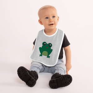 Happy Frog Embroidered Baby Bib - Rhonda World