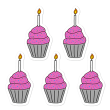 Load image into Gallery viewer, Birthday Cupcake 5.5&quot; Vinyl Sticker Sheet