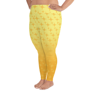 Yellow Ghost Sparkle Women's Plus Size Leggings - Rhonda World