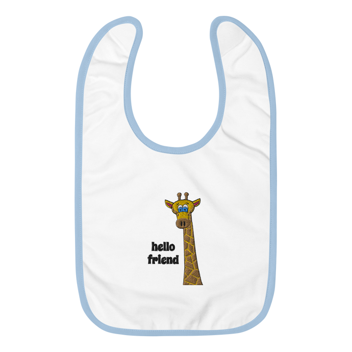 Friendly Giraffe Embroidered Baby Bib - Rhonda World