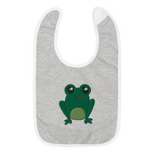 Load image into Gallery viewer, Happy Frog Embroidered Baby Bib - Rhonda World