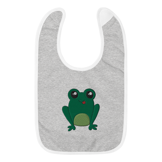 Happy Frog Embroidered Baby Bib - Rhonda World