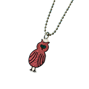 Red Owl Shrink Plastic Necklace