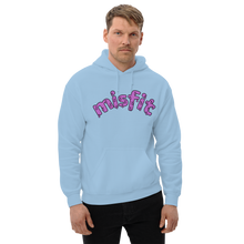 Load image into Gallery viewer, Front view of a man wearing the blue misfit hoodie